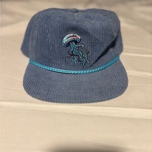 Blue Corduroy Cap with Jellyfish Embroidery
